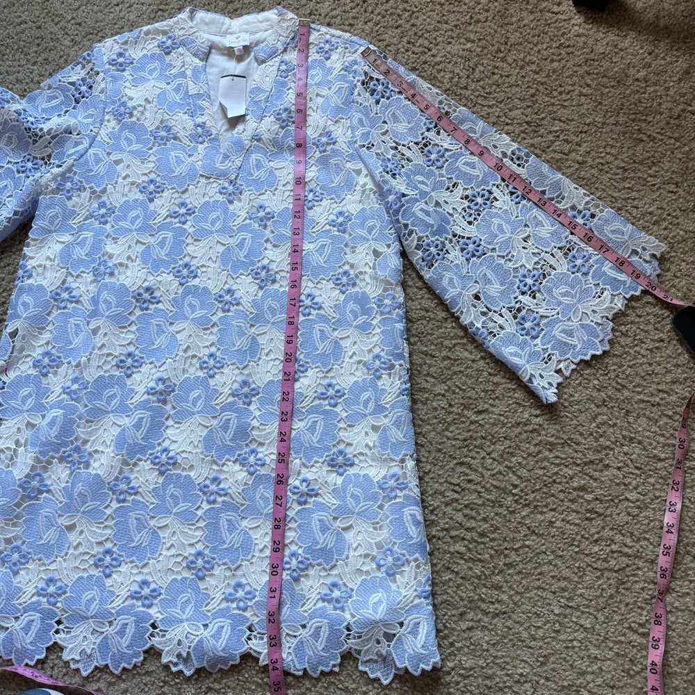 NWT J.Marie Maggie Floral Lace Shift Dress Sz XS Blue White - Picture 11 of 13